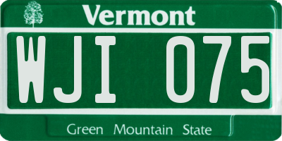 VT license plate WJI075