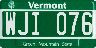 VT license plate WJI076