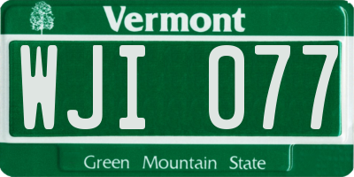 VT license plate WJI077