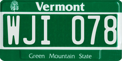 VT license plate WJI078