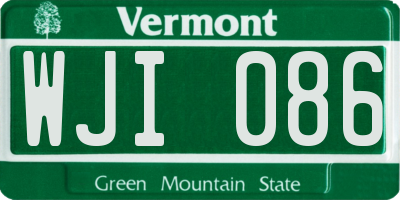 VT license plate WJI086