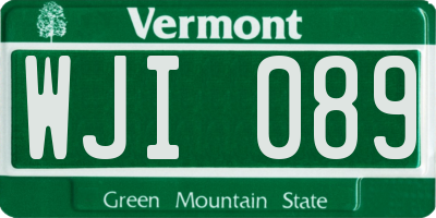 VT license plate WJI089