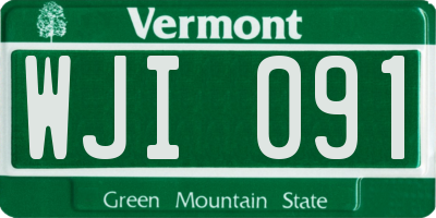 VT license plate WJI091