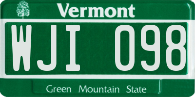 VT license plate WJI098