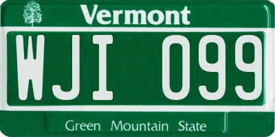 VT license plate WJI099