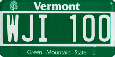 VT license plate WJI100
