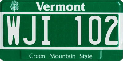VT license plate WJI102