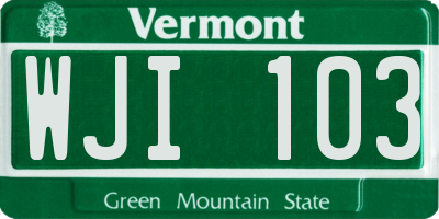 VT license plate WJI103