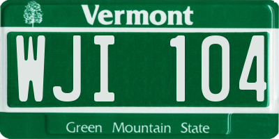 VT license plate WJI104