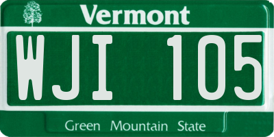 VT license plate WJI105