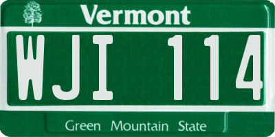 VT license plate WJI114