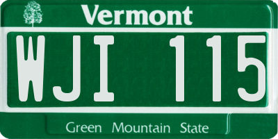 VT license plate WJI115