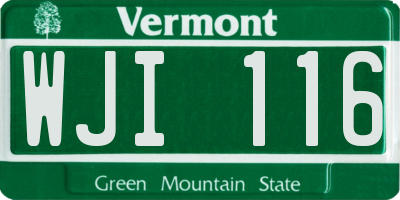 VT license plate WJI116
