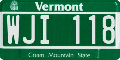 VT license plate WJI118