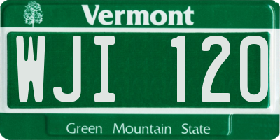 VT license plate WJI120
