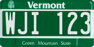 VT license plate WJI123