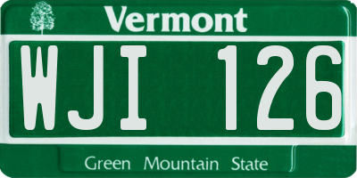 VT license plate WJI126