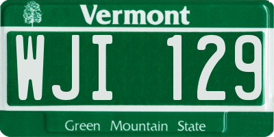 VT license plate WJI129
