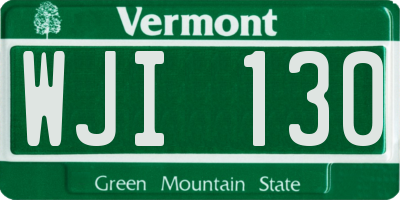 VT license plate WJI130