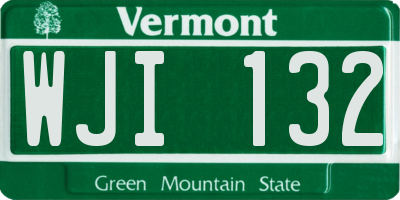 VT license plate WJI132