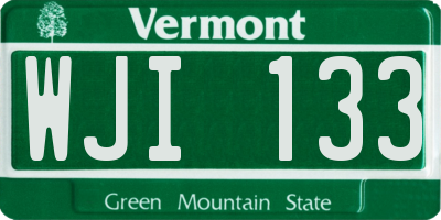 VT license plate WJI133