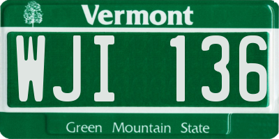 VT license plate WJI136