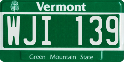 VT license plate WJI139