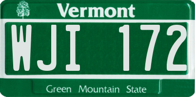VT license plate WJI172