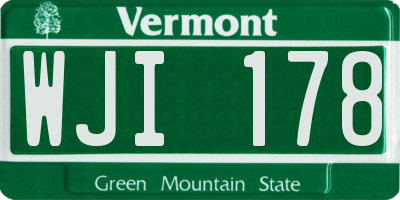 VT license plate WJI178