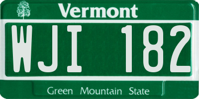 VT license plate WJI182