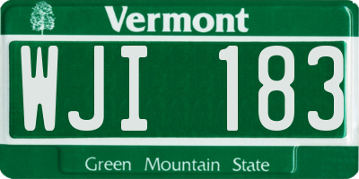 VT license plate WJI183