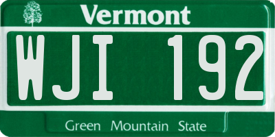 VT license plate WJI192