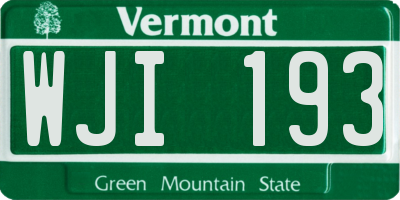 VT license plate WJI193