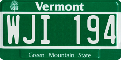 VT license plate WJI194