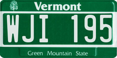 VT license plate WJI195