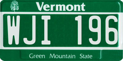 VT license plate WJI196