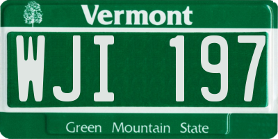 VT license plate WJI197