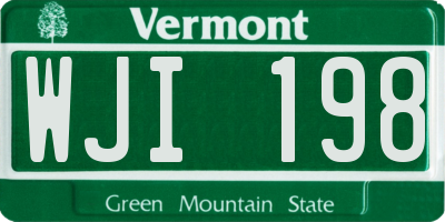 VT license plate WJI198