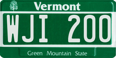 VT license plate WJI200