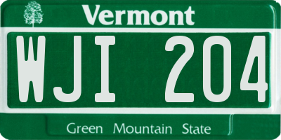 VT license plate WJI204