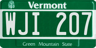 VT license plate WJI207