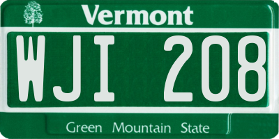VT license plate WJI208