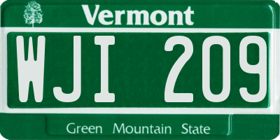 VT license plate WJI209