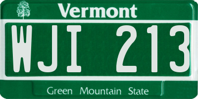 VT license plate WJI213
