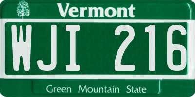 VT license plate WJI216