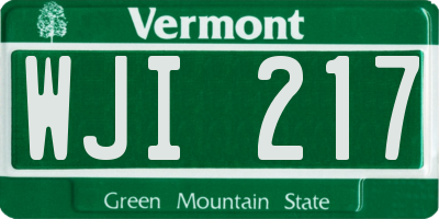 VT license plate WJI217