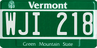 VT license plate WJI218