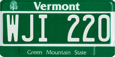 VT license plate WJI220
