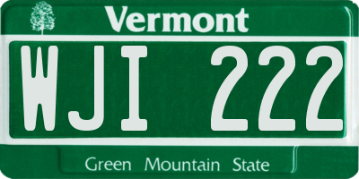 VT license plate WJI222