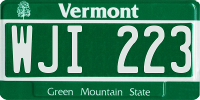 VT license plate WJI223